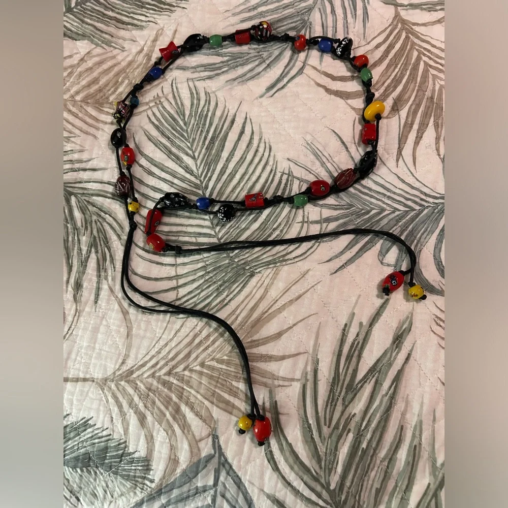 UNIQUE BELT : Colorful beads strung on black cord. Beautiful!! NEW without tags!